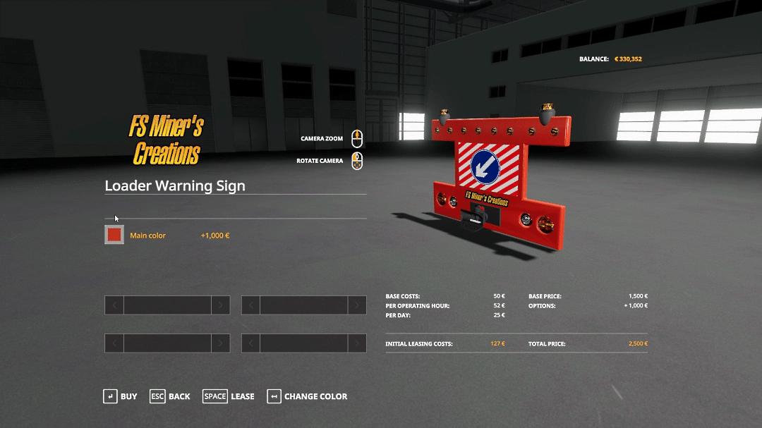 Rear Warning Sign For Wheel Loaders V10 Fs19 Farming Simulator 19 Mod Fs19 Mod 1262